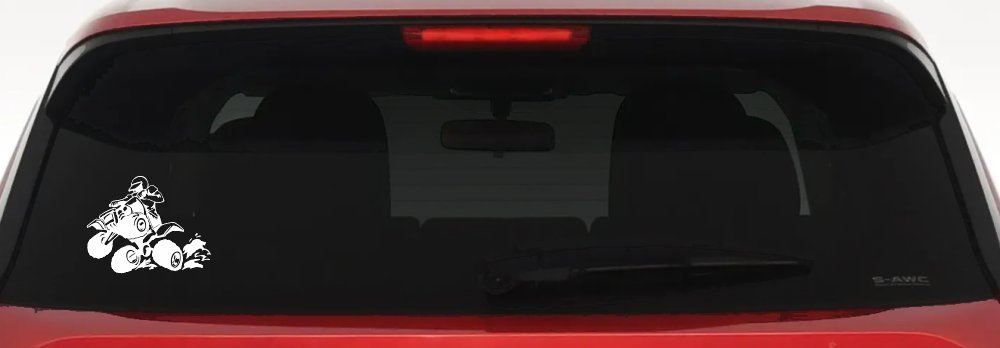 Four Wheeler Mudding Off Road Car or Truck Window Vinyl Decal Sticker (White)