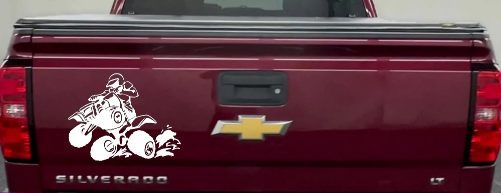 Four Wheeler Mudding Off Road Car or Truck Window Decal Sticker (White)