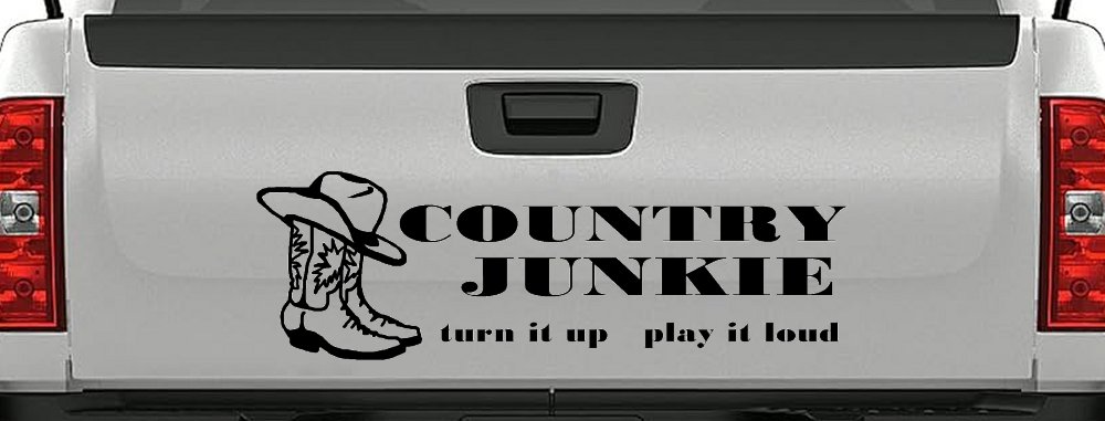 Country Junkie Turn It Up Play It Loud Country Car or Truck Window Decal Sticker