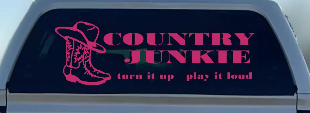 Country Junkie Turn It Up Play It Loud Country Car or Truck Window Decal Sticker