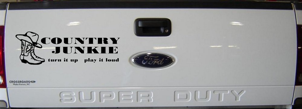Country Junkie Turn It Up Play It Loud Country Car or Truck Window Vinyl Decal Sticker (Matte Black)