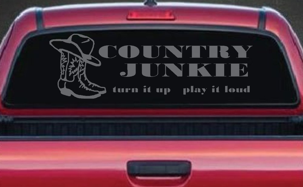 Country Junkie Turn It Up Play It Loud Country Car or Truck Window Decal Sticker