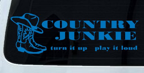 Country Junkie Turn It Up Play It Loud Country Car or Truck Window Decal Sticker