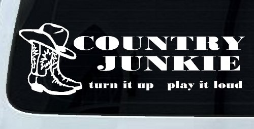 Country Junkie Turn It Up Play It Loud Country Car or Truck Window Decal Sticker
