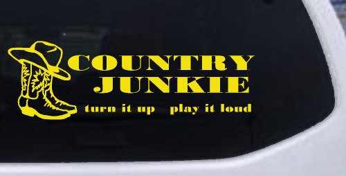 Country Junkie Turn It Up Play It Loud Country Car or Truck Window Decal Sticker