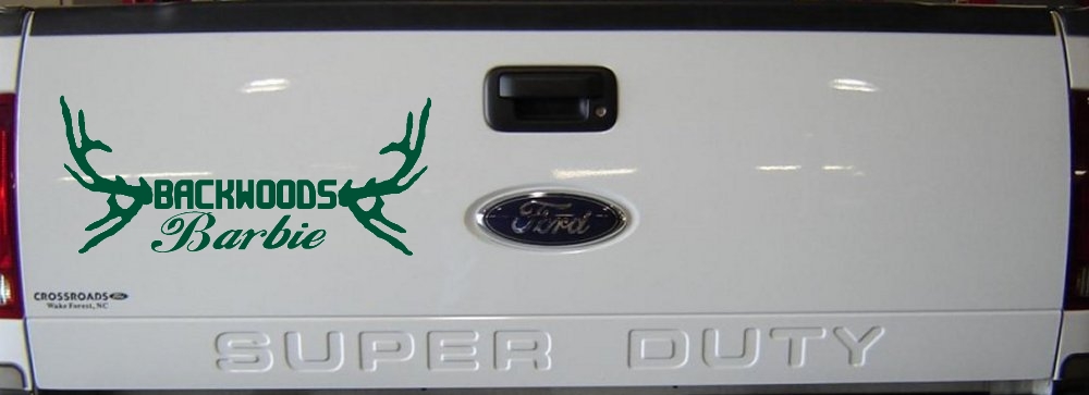 Backwoods Barbie With Antlers Country Car or Truck Window Decal Sticker
