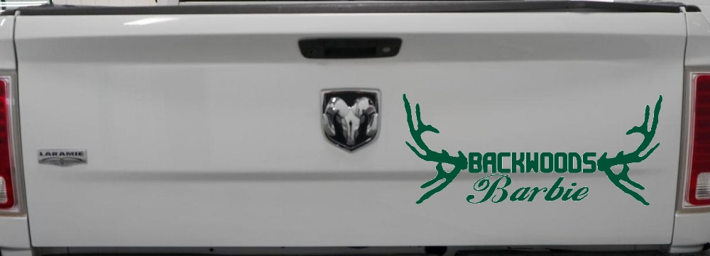 Backwoods Barbie With Antlers Country Car or Truck Window Decal Sticker