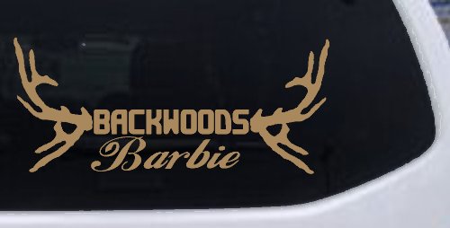 Backwoods Barbie With Antlers Country Car or Truck Window Decal Sticker (Light Brown)