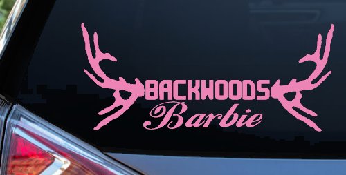 Backwoods Barbie With Antlers Country Car or Truck Window Decal Sticker (Pink)