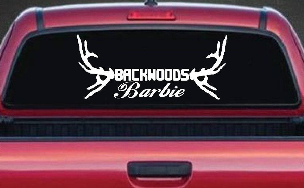 Backwoods Barbie With Antlers Country Car or Truck Window Decal Sticker