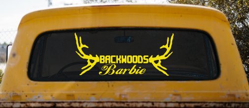 Backwoods Barbie With Antlers Country Car or Truck Window Decal Sticker