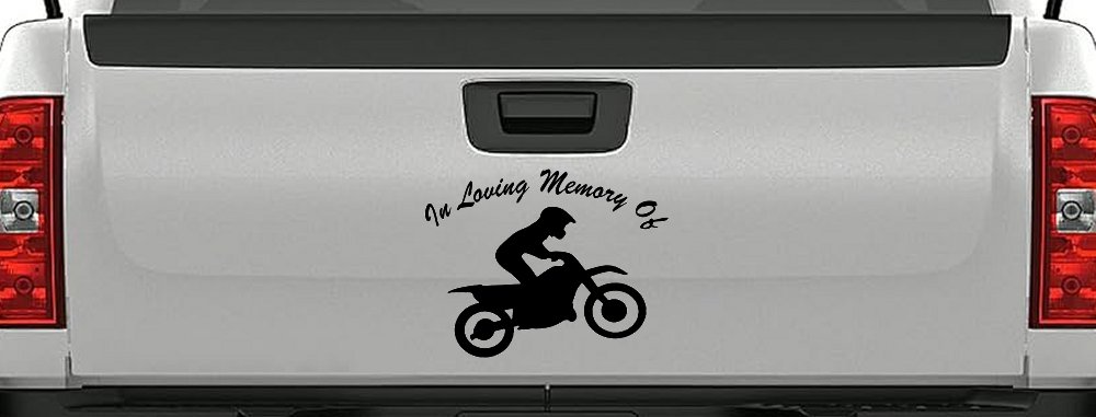 In Loving Memory Of Dirt Biker Moto Sports Car or Truck Window Decal Sticker (Black)