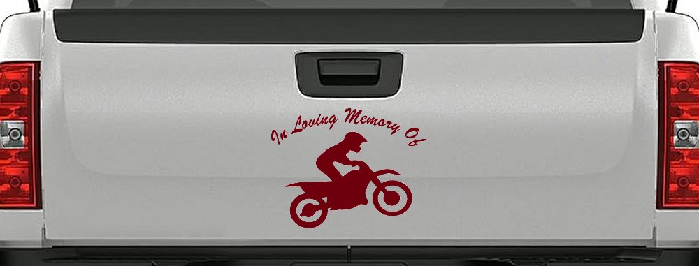 In Loving Memory Of Dirt Biker Moto Sports Car or Truck Window Vinyl Decal Sticker (Burgundy)