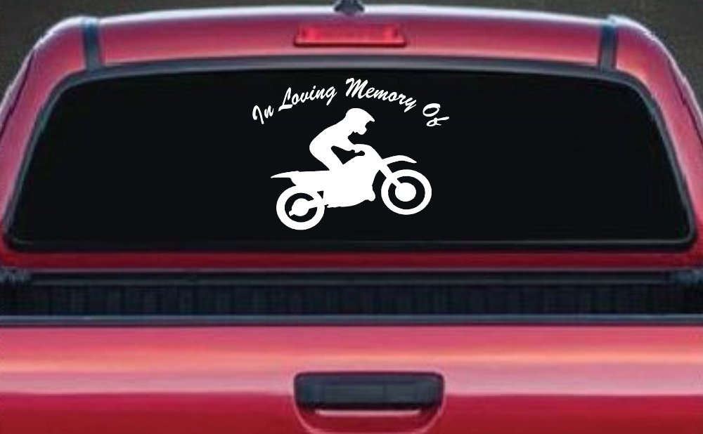 In Loving Memory Of Dirt Biker Moto Sports Car or Truck Window Decal Sticker