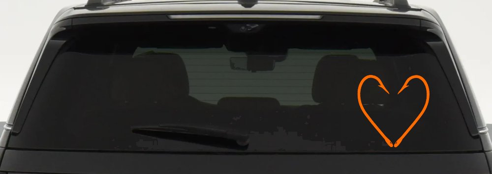 Fish Hook Heart Fishing Love Car or Truck Window Decal Sticker (Orange)