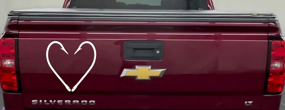 Fish Hook Heart Fishing Love Car or Truck Window Decal Sticker (White)