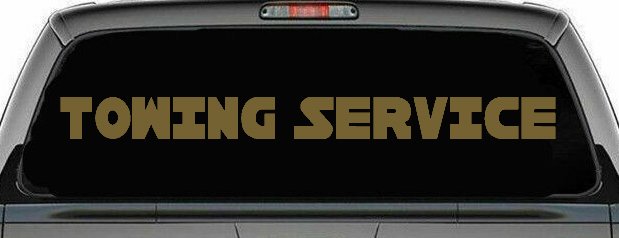 Towing Service Car or Truck Window Decal Sticker (Gold)