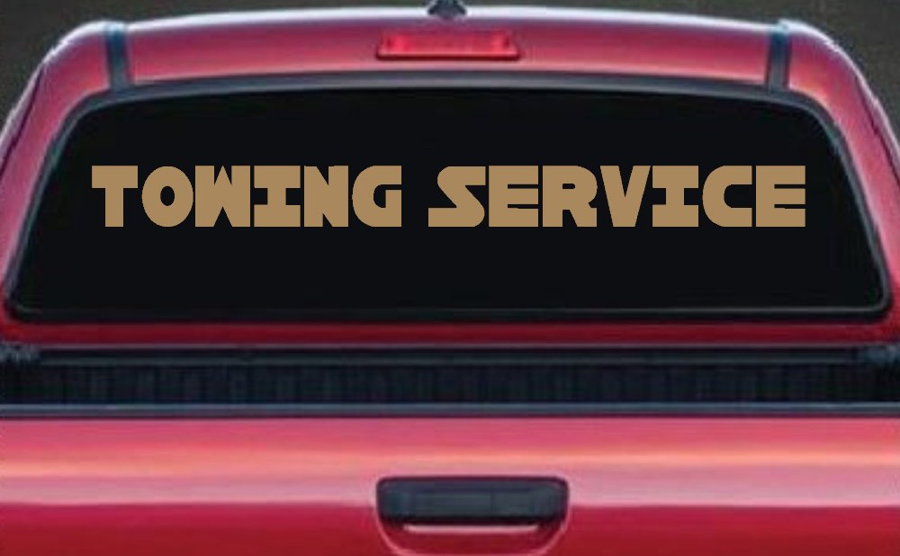 Towing Service Car or Truck Window Decal Sticker (Light Brown)