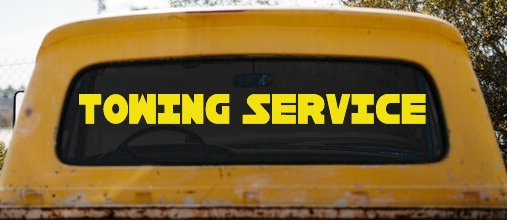 Towing Service Car or Truck Window Decal Sticker (Yellow)