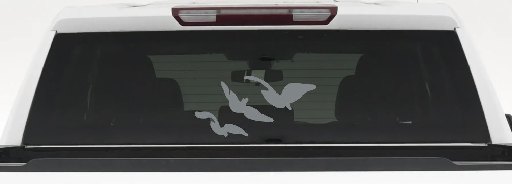 Three Birds Flying Car or Truck Window Decal Sticker (Telegrey)