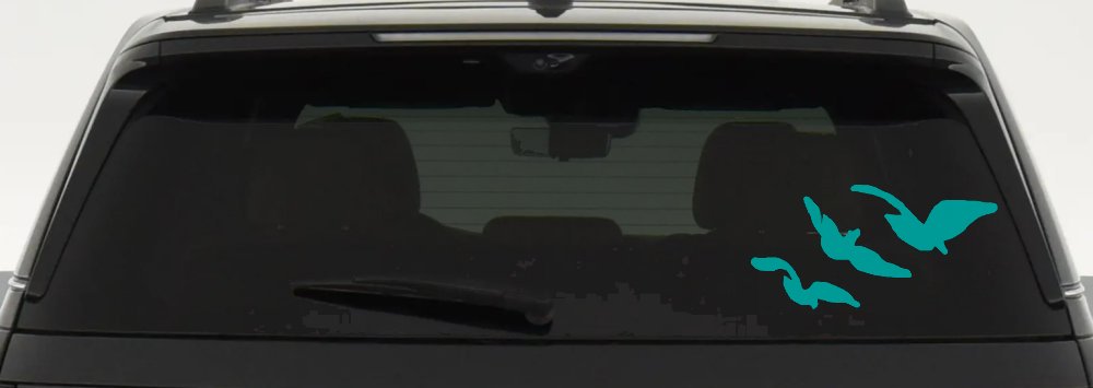 Three Birds Flying Car or Truck Window Decal Sticker (Turquoise)
