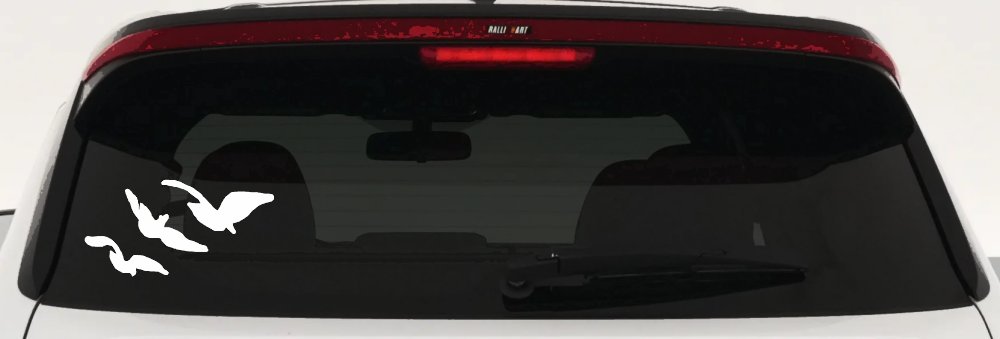 Three Birds Flying Car or Truck Window Decal Sticker (White)