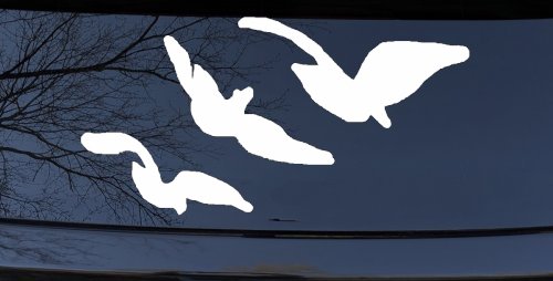 Three Birds Flying Car or Truck Window Vinyl Decal Sticker (White)