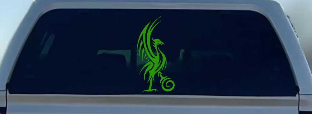 Phoenix Bird Tribal Tattoo Car or Truck Window Decal Sticker (Lime)
