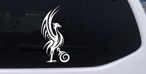 Phoenix Bird Tribal Tattoo Car or Truck Window Vinyl Decal Sticker (White)