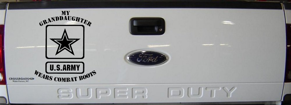 My Granddaughter Wears Combat Boots Army Military Car or Truck Window Vinyl Decal Sticker (Black)