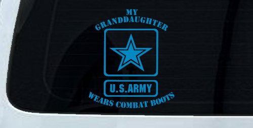 My Granddaughter Wears Combat Boots Army Military Car or Truck Window Vinyl Decal Sticker (Blue)