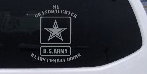 My Granddaughter Wears Combat Boots Army Military Car or Truck Window Vinyl Decal Sticker (Telegrey)