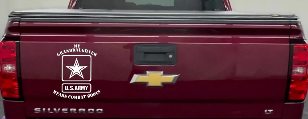 My Granddaughter Wears Combat Boots Army Military Car or Truck Window Vinyl Decal Sticker (White)