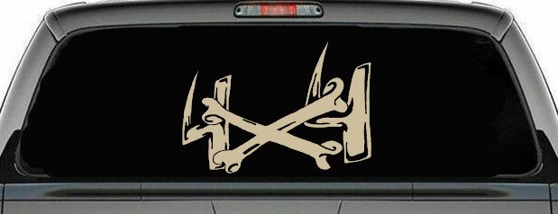 4X4 With Cross Bones Off Road Car or Truck Window Vinyl Decal Sticker (Desert Sand)