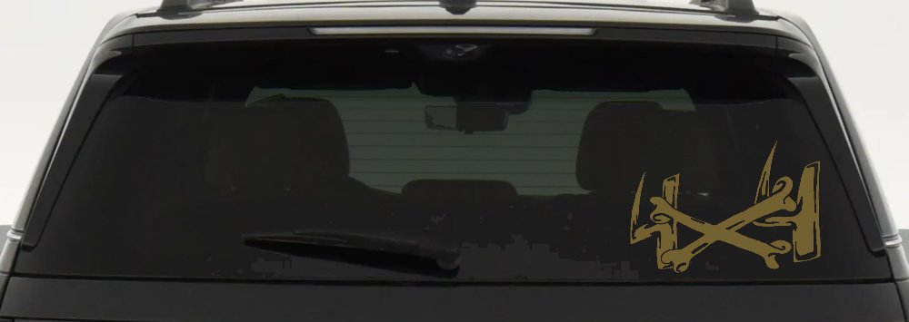 4X4 With Cross Bones Off Road Car or Truck Window Decal Sticker (Gold)