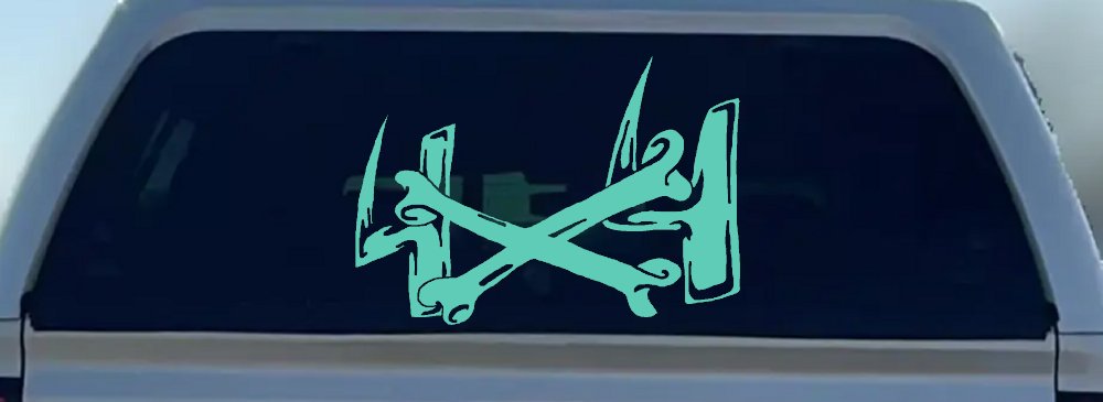 4X4 With Cross Bones Off Road Car or Truck Window Vinyl Decal Sticker (Mint)