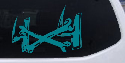 4X4 With Cross Bones Off Road Car or Truck Window Decal Sticker (Turquoise Blue)
