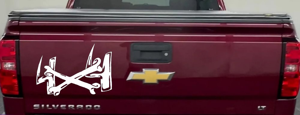 4X4 With Cross Bones Off Road Car or Truck Window Decal Sticker (White)