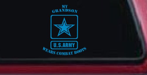 My Grandson Wears Combat Boots Army Military Car or Truck Window Vinyl Decal Sticker (Blue)