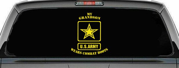 My Grandson Wears Combat Boots Army Military Car or Truck Window Decal Sticker (Yellow)
