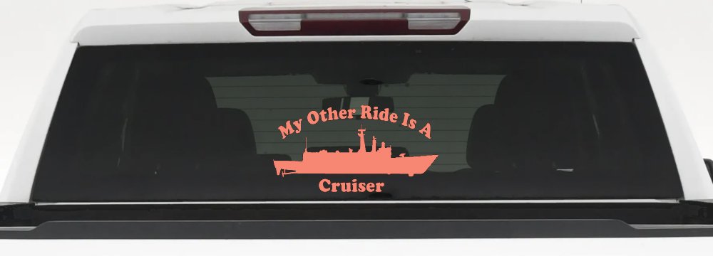 My Other Ride Is A Cruiser Military Car or Truck Window Decal Sticker (Coral)