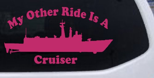 My Other Ride Is A Cruiser Military Car or Truck Window Decal Sticker (Hot Pink)