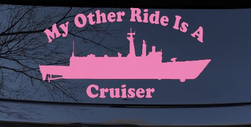 My Other Ride Is A Cruiser Military Car or Truck Window Vinyl Decal Sticker (Pink)