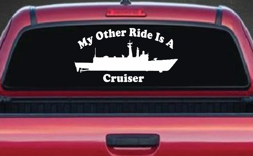 My Other Ride Is A Cruiser Military Car or Truck Window Decal Sticker (White)