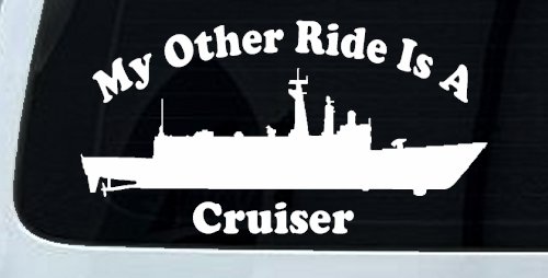 My Other Ride Is A Cruiser Military Car or Truck Window Vinyl Decal Sticker (White)