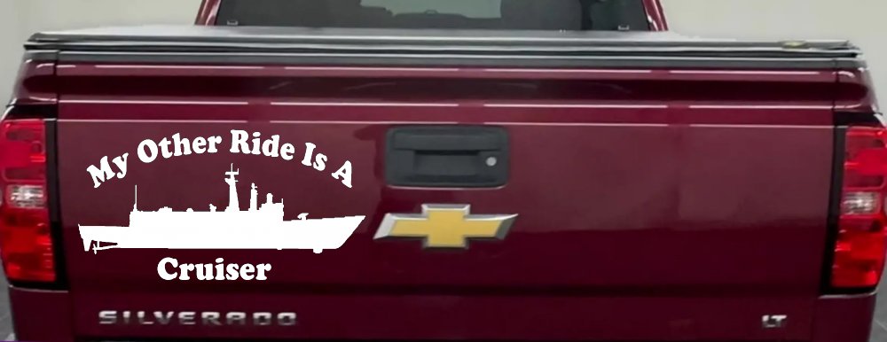 My Other Ride Is A Cruiser Military Car or Truck Window Vinyl Decal Sticker (White)