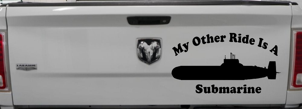 My Other Ride Is A Submarine Military Car or Truck Window Decal Sticker (Black)