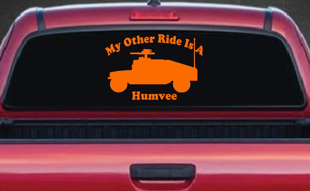 My Other Ride Is A Hummer Humvee Military Car or Truck Window Decal Sticker (Orange)