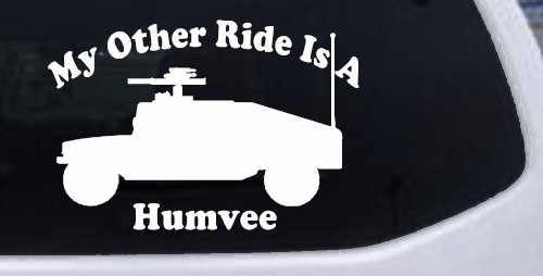 My Other Ride Is A Hummer Humvee Military Car or Truck Window Vinyl Decal Sticker (White)