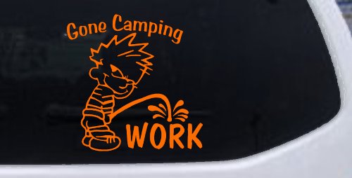 Gone Camping Pee On Work Car or Truck Window Decal Sticker
